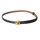 Cinto feminino em pele genuína com fivela metálica 105 x 2 cm Cinto de pele elegante para calças Acessório de pele estiloso para uso diário 2