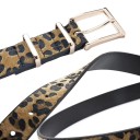 Cintura da donna in crine di cavallo con motivo leopardato 2,9 cm Fibbia in metallo color oro rosa Accessorio di moda elegante Motivo 3