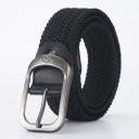 Cintura elastica intrecciata unisex Larghezza 3,3 cm Cintura in tessuto elastico con fibbia in metallo Accessorio di moda per jeans, pantaloni corti e pantaloni 1