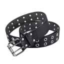 Cintura in PU con fibbia in lega 110 x 3,8 cm Cintura alla moda con fori doppi Accessorio elegante e resistente unisex per pantaloni e vestiti 1