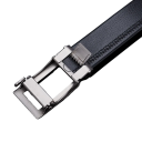 Cintura nera da uomo in pelle con fibbia automatica Elegante accessorio di moda in vera pelle Lunghezza regolabile Adatta per abito o per uso quotidiano 3