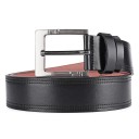 Cinturón de hombre negro de piel auténtica de 3,8 cm. Elegante cinturón de piel para pantalón con hebilla clásica de metal. Accesorio elegante para uso diario y formal. 2