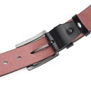 Cinturón de hombre negro de piel auténtica de 3,8 cm. Elegante cinturón de piel para pantalón con hebilla clásica de metal. Accesorio elegante para uso diario y formal. 4