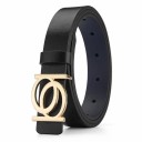 Cinturón de moda para mujer 105 x 2,3 cm Piel sintética Cinturón elegante con hebilla dorada Accesorio elegante para vestidos y pantalones Moda femenina moderna 1