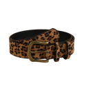 Cinturón de moda para mujer 105 x 3,7 cm con hebilla de metal Piel sintética Estampado de leopardo Accesorio elegante para vestidos, vaqueros 3