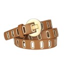 Cinturón de mujer Grunge Punk fabricado en piel sintética, ancho 2,3 cm con hebilla metálica de 4 cm. Cinturón fino y elegante. Accesorio de moda para vestidos, pantalones, faldas. 4