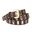 Cinturón de mujer Grunge Punk fabricado en piel sintética, ancho 2,3 cm con hebilla metálica de 4 cm. Cinturón fino y elegante. Accesorio de moda para vestidos, pantalones, faldas. 5