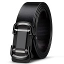 Cinturón de piel auténtica para hombre, elegante hebilla automática de metal negra, ancho 3,8 cm, cinturón de piel ajustable para trajes y vaqueros. 1 Cinturón de piel auténtica para hombre, elegante hebilla automática de metal negra, ancho 3,8 cm, cinturón de piel ajustable para trajes y vaqueros. 1