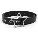 Cinturón de piel negra remachada 103 x 2,8 cm con hebilla metálica en forma de estrella Elegante accesorio rockero Cinturón de moda con detalles metálicos 1