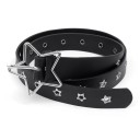 Cinturón de piel negra remachada 103 x 2,8 cm con hebilla metálica en forma de estrella Elegante accesorio rockero Cinturón de moda con detalles metálicos 4