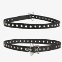 Cinturón de piel negra remachada 103 x 2,8 cm con hebilla metálica en forma de estrella Elegante accesorio rockero Cinturón de moda con detalles 2