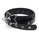 Cinturón de piel negra remachada 103 x 2,8 cm con hebilla metálica en forma de estrella Elegante accesorio rockero Cinturón de moda con detalles 4