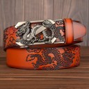 Cinturón de piel para hombre con dragón 5