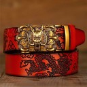 Cinturón de piel para hombre con dragón chino 5