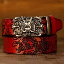 Cinturón de piel para hombre con dragón chino 2