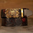 Cinturón de piel para hombre con dragón chino 6