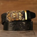 Cinturón de piel para hombre con dragón chino 4