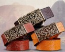Cinturón de piel para mujer con hebilla decorativa J2854 8