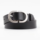 Cinturón de piel para mujer con hebilla plateada 3