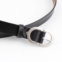 Cinturón de piel para mujer con hebilla plateada 2