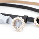 Cinturón de piel para mujer con perlas 3
