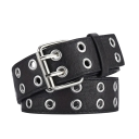 Cinturón de piel sintética con hebilla de aleación 110 x 3,8 cm Cinturón de moda con doble agujero Accesorio unisex elegante y resistente para pantalones y vestidos 5