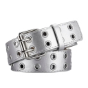 Cinturón de piel sintética con hebilla de aleación 110 x 3,8 cm Cinturón de moda con doble agujero Accesorio unisex elegante y resistente para pantalones y vestidos 7