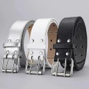 Cinturón de piel sintética con hebilla de aleación 110 x 3,8 cm Cinturón de moda con doble agujero Accesorio unisex elegante y resistente para pantalones y vestidos 2