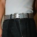 Cinturón de piel sintética con hebilla de aleación 110 x 3,8 cm Cinturón de moda con doble agujero Accesorio unisex elegante y resistente para pantalones y vestidos 4