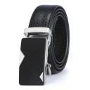 Cinturón de piel sintética negra para hombre con hebilla automática Cinturón elegante para traje o ropa informal Longitud ajustable Diseño moderno 2
