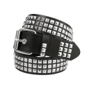 Cinturón de piel sintética negro de 110 cm. Cinturón punk con remaches piramidales de metal. Accesorio rockero de moda para pantalones. Alternativa elegante a un cinturón clásico. 3