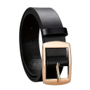 Cinturón de piel sintética para hombre, 3 cm, hebilla de metal dorado, elegante cinturón para pantalones, elegante accesorio de moda para hombre, circunferencia ajustable, aspecto clásico. 1