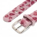 Cinturón peludo con estampado de leopardo Hebilla metálica con pico Longitud 103 cm Ancho 3,8 cm Piel sintética Estilo Y2K Para jeans 5