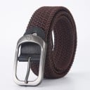 Cinturón unisex elástico tejido Ancho 3,3 cm Cinturón textil flexible con hebilla metálica Complemento de moda para vaqueros Shorts 3
