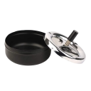 Cinzeiro de aço inoxidável 9 × 9,5 cm Cinzeiro rotativo auto-limpante com tampa Cinzeiro rotativo para fumar cigarros 360° 3