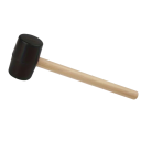 Ciocan din cauciuc cu mâner din lemn, construcție rezistentă, lungime 19,5 cm, diametru capului 4,5 cm, negru, pentru camping, pardoseli și lucrări 1