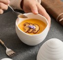 Ciotola in ceramica a forma di uovo 7,3 x 10 cm ceramica bianca per zuppe yogurt dessert presentazione elegante dei piatti 2