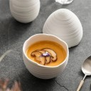 Ciotola in ceramica a forma di uovo con coperchio 10 cm di diametro 7,3 cm ciotola bianca per cibo e piccoli oggetti uso decorativo 4