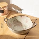 Ciotola in ceramica per zuppa con manici decorazione floreale 23,5 cm ceramica ciotola beige per insalata pasta ramen e servizio 2