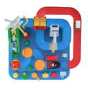 Circuit de course 22 x 22 x 16 cm Circuit mécanique interactif pour voitures pour enfants Jouet d’aventure comprenant 4 mini voitures aléatoires 2