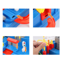 Circuit de course 22 x 22 x 16 cm Circuit mécanique interactif pour voitures pour enfants Jouet d’aventure comprenant 4 mini voitures aléatoires 4