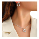 Circular Design Earrings and Necklace 43+5 cm 2.3 cm Copper Jewellery Set for Women Elegant Coordinated Set for Parties Weddings Gift 3