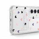 Čirý zadní kryt s přihrádkou na kartu Samsung Galaxy A36 5G Srdíčka černá a růžová i fialová Odolný Posílené rohy Lemy fotoaparátu 2