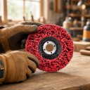 Čisticí kotouč na úhlovou brusku 125 mm Otvor 22 mm Karbid křemíku Červený Odstraňování rzi barvy a starých nátěrů z kovu a dřeva 2