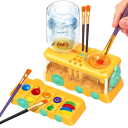 Čistička štětců a paletka na barvy ve tvaru vláčku Zásobník 400 ml s tlačítkem odtoku Tělo 18,5 x 9 cm Paletka 19 x 8,7 x 2,5 cm Na malování 2