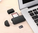 Cititor de carduri de memorie 3 în 1 pentru telefon și computer Conectori USB-A USB-C și Micro USB Pentru carduri SD și Micro SD Interfață USB 2.0 6