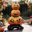 Citrouille gonflable empilée Ballon debout Décoration d'Halloween 109 x 61 x 40 cm Orange avec socle noir Décoration de fête pour Halloween 5