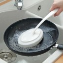 Cleaning Sponge with Long Handle for Dishes and Pans Kitchen Worktop Cleaning Oval Sponge on Flat Head Hanging Hole Length 32 cm 6
