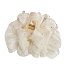 Clema de păr pentru femei Fundă din material strălucitor cu pietricele Accesoriu elegant voluminos pentru coc și coafură 2