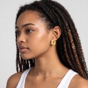 Clip-On Earrings Without Piercing 2 pcs Round Hoops 14 mm Stainless Steel Gold Colour Unisex Ear Cuffs for Women and Men 5